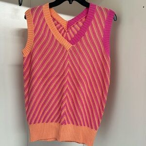 Amazon Women's V-Neck Sweater Vest in Pink and Orange